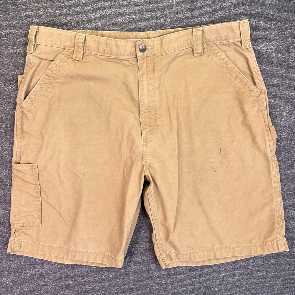 Carhartt Carpenter Shorts Mens 41x10 Tan Workwear Utility‎ Loose Fit Canvas B147